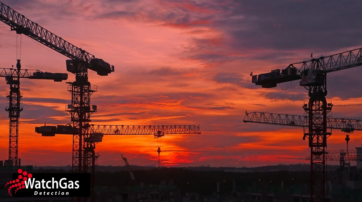 A background with high work cranes